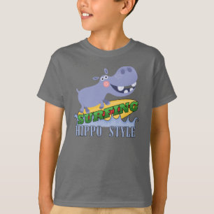 Surfer Hippopotamus T-Shirt