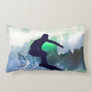 Surfer in a Big Crashing Wave Lumbar Pillow
