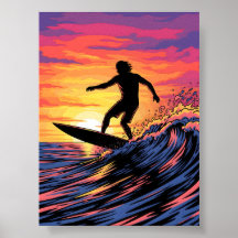 Surfer in a Sunset pop-art