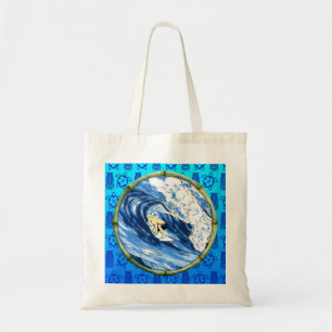 Surfer In Bamboo Circle Tote Bag