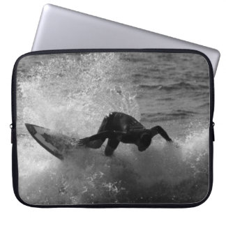 Surfer In Black and White Laptop Sleeve