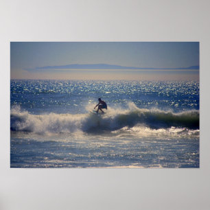 Surfer in Huntington Beach, California Poster