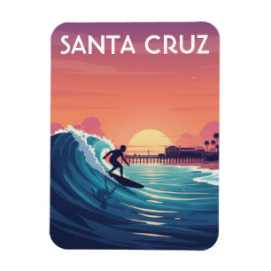 Surfer in Santa Cruz California Travel Magnet