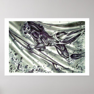 Surfer in skin poster
