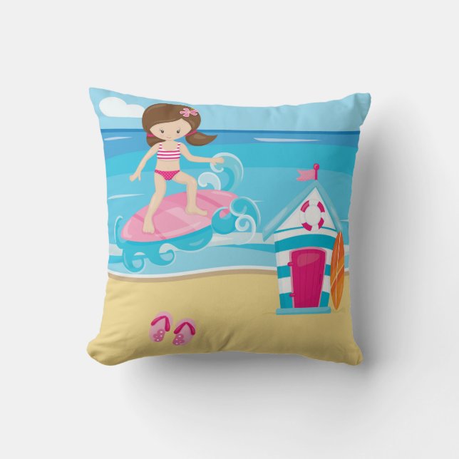 Surfer kids throw pillow (Front)