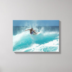 Surfer on a big wave canvas print