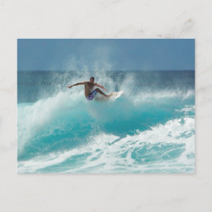 Surfer on a big wave postcard