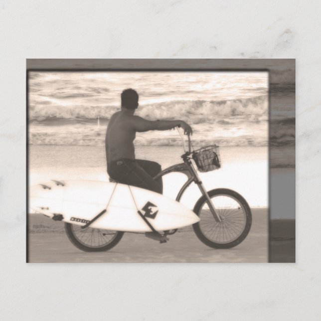 Surfer on Bike Postcard (Front)