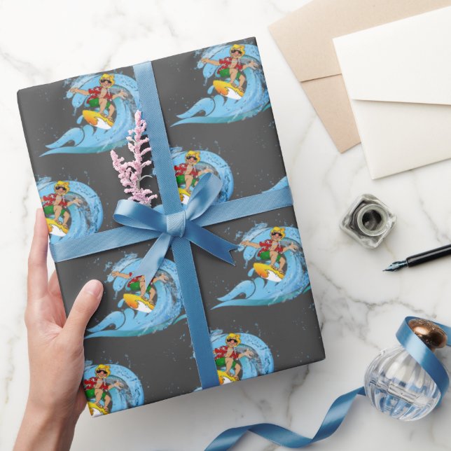 Surfer on Blue Wave   Wrapping Paper (Gifting)