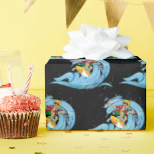 Surfer on Blue Wave Wrapping Paper
