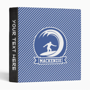 Surfer on Blue & White Stripes Binder