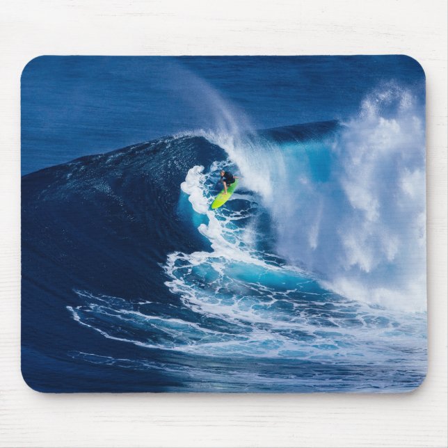 Surfer on Green Surfboard Mouse Pad (Front)