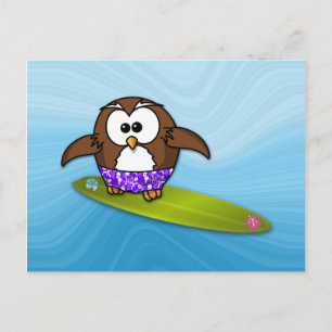 surfer owl postcard