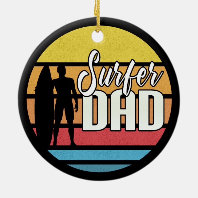 Surfer Papa Fête des pères Art Tropical | Ornement (Dos)