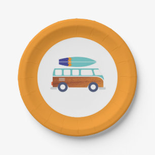 Surfer Paper Plates- Vintage Surfboard Paper Plate