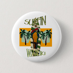 Surfer Parrot 2 Inch Round Button