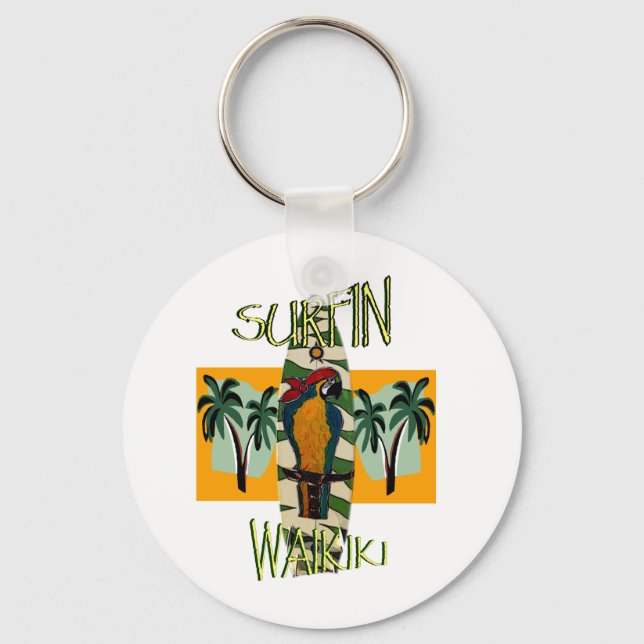 Surfer Parrot Keychain (Front)