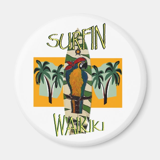Surfer Parrot Magnet (Front)