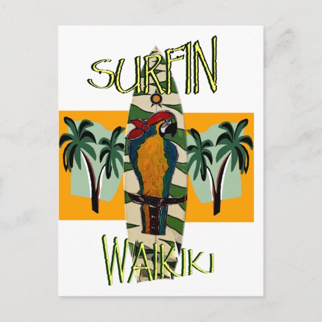 Surfer Parrot Postcard (Front)