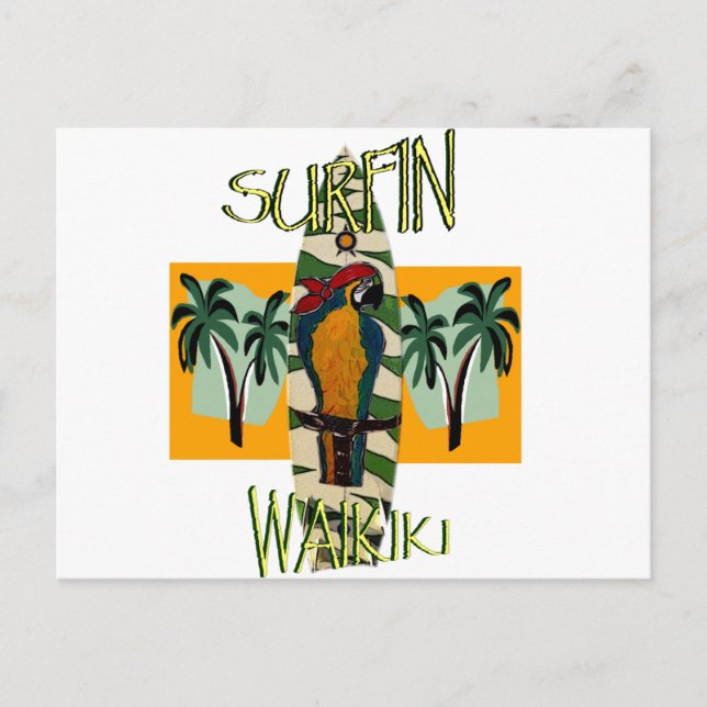 Surfer Parrot Postcard (Front)
