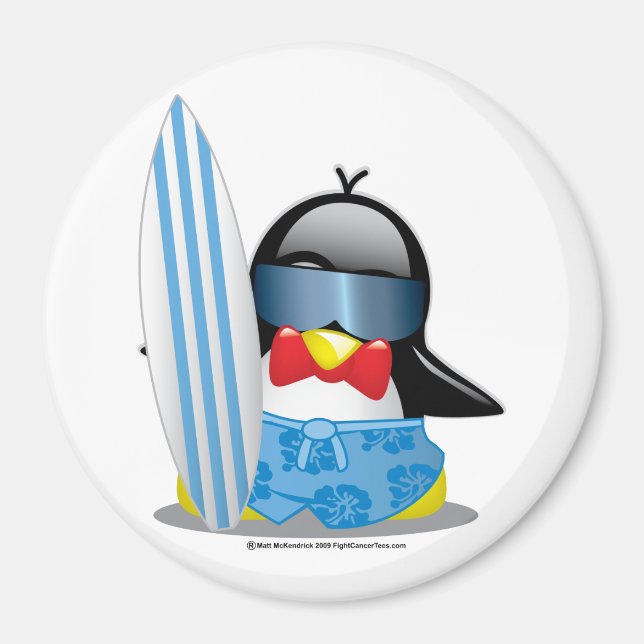 Surfer Penguin Magnet (Front)