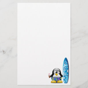 Surfer Penguin with Ice Cream Stationery