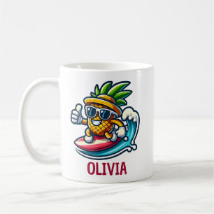 Surfer Pineapple Hits the Waves Personalized Coffee Mug