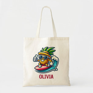 Surfer Pineapple Hits the Waves Personalized Tote Bag