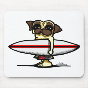 Surfer Pug Mouse Pad