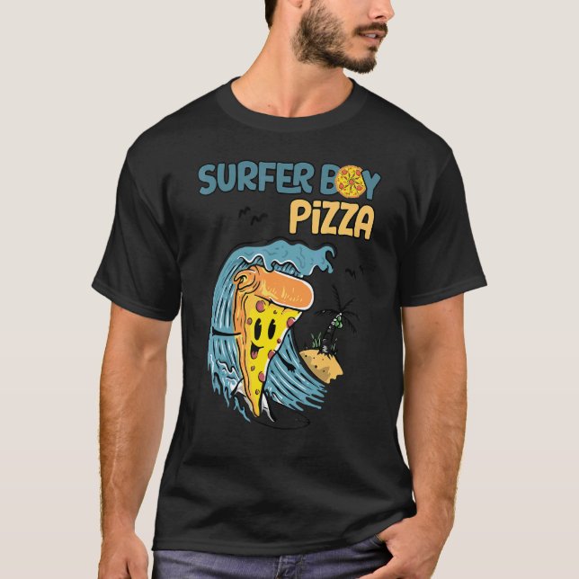 Surfer  Retro Pizza Boy T-Shirt (Front)