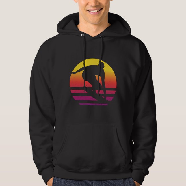 Surfer Retro Surfing Sunset Hoodie (Front)