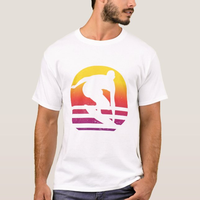 Surfer Retro Surfing Sunset T-Shirt (Front)