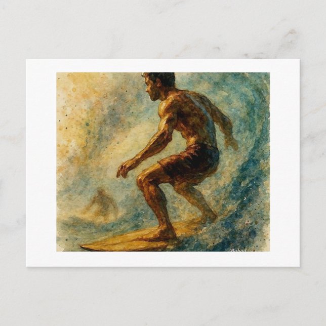 Surfer Riding A Large Wave,  Postcard (Front)