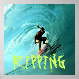 Surfer riding a wave poster