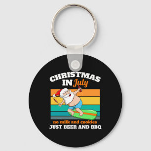 Surfer Santa Beer And Bbq Xmas Party Beach Christm Keychain