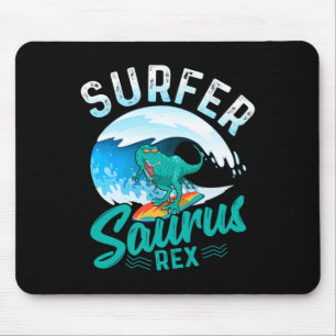 Surfer Saurus Rex Surfing Dinosaur Surf Dino Surfe Mouse Pad