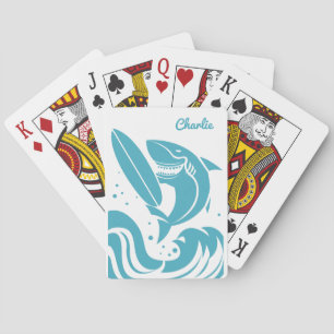 Surfer Shark custom name playing cards