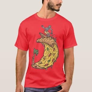 Surfer Shirt Retro Pizza Boy Pizza Surfer Skeleton