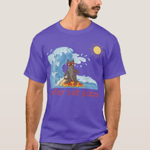 Surfer Shirt Retro Pizza Boy Surfer Cat Pizza Chee
