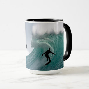 Surfer silhouette Catching a huge wave Personalize Mug