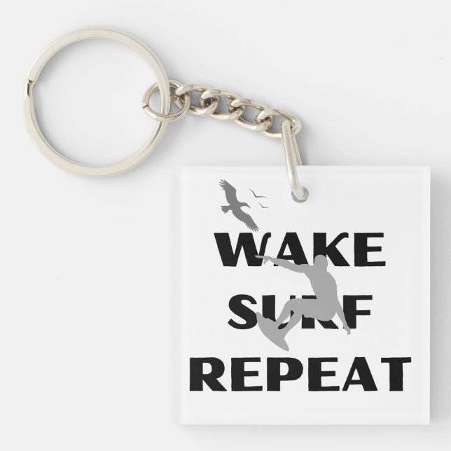 Surfer Silhouette Charm Keychain (Front)