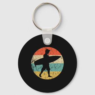 Surfer Silhouette Retro Surfing Keychain
