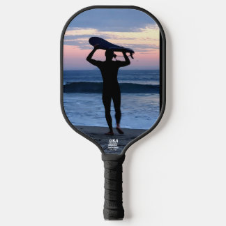 Surfer Silhouette with Nautilus on opposite side Pickleball Paddle