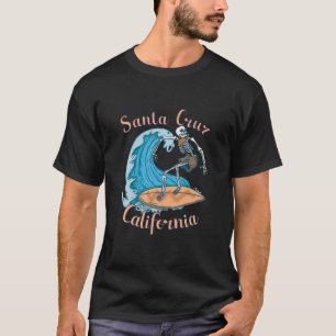 Surfer Sketeton Surfboard Santa Cruz California Re T-Shirt