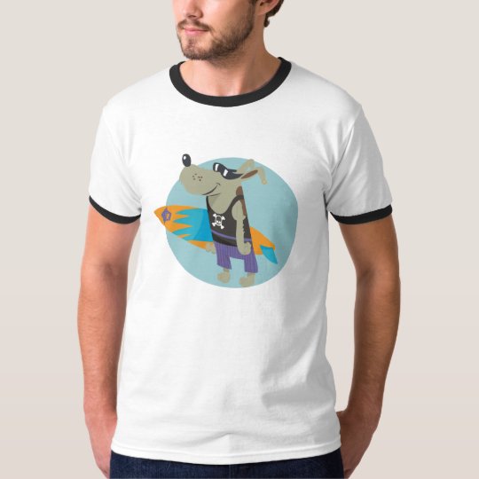 surfer skull dog man T-Shirt