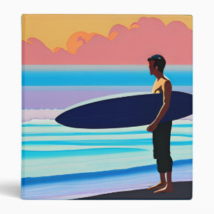 Surfer Standing on a Beach At Sunset  Binder