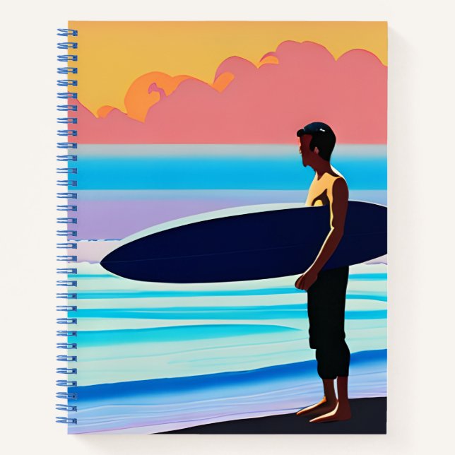 Surfer Standing on a Beach at Sunset Journal (Front)