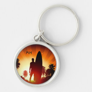 Surfer Sunset custom monogram key chains