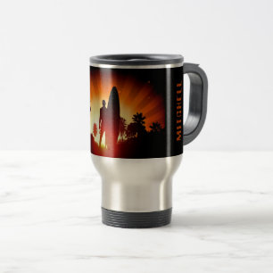 Surfer Sunset custom name mugs