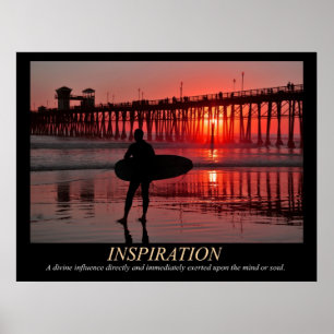 Surfer Sunset Inspiration Poster